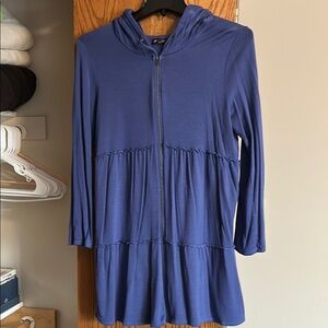 Blue Hooded Zip-Up